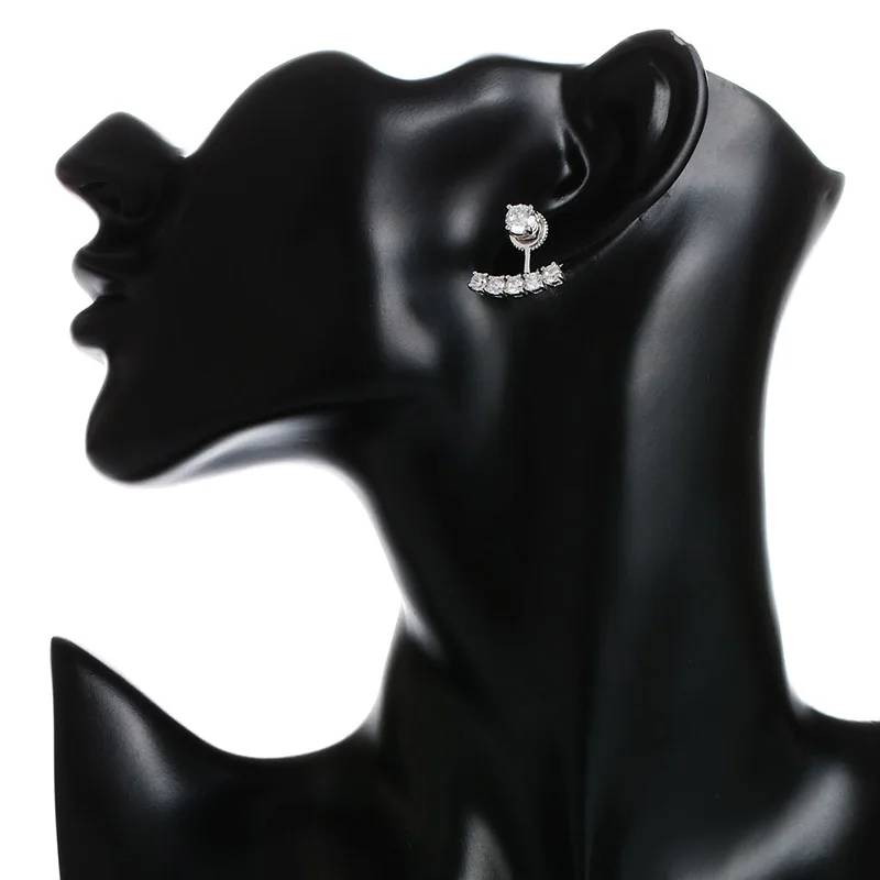 Роскошные Элегантные Висит Прекрасный Двухсторонняя Стад Серьги посеребренная