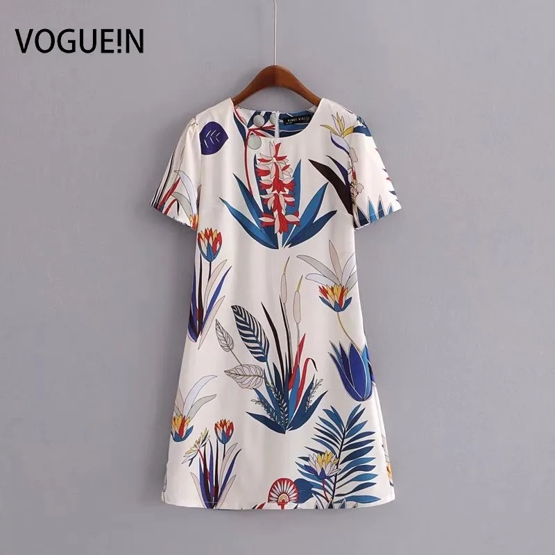 Женское мини-платье VOGUEIN Элегантное летнее платье с цветочным принтом коротким