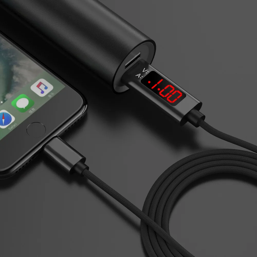 Кабель Micro USB Type-C для быстрой зарядки IOS Android со светодиодным цифровым дисплеем |