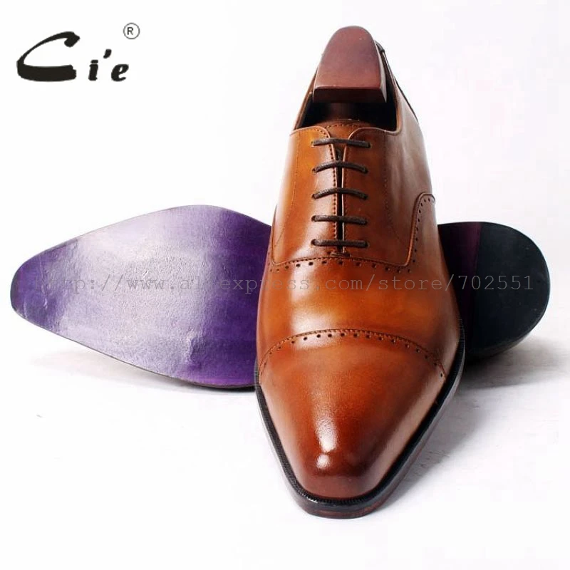 

cie Pointed Cap Plain Toe LaceUp Oxfords 100%Genuine Calf Leather Brown Bespoke Men Shoe Handmade Men's Leather Shoe Dress OX325