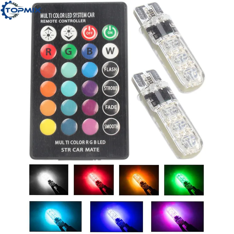 Светодиодные лампы для салона автомобиля T10 W5W 194 168 501 RGB с дистанционным