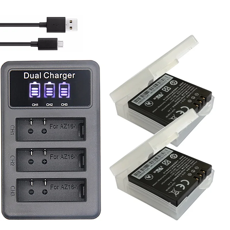 2battery and charger Аккумулятор 1400 мАч для оригинальных аккумуляторов Xiaomi Yi 2 yi 4k+ светодиодный 3в1 зарядное устройство для экшн-камеры Xiaoyi Yi Lite - Цвет: 2battery and charger