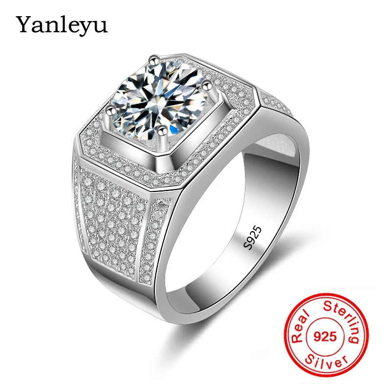 Роскошные Большие брендовые обручальные кольца Yanleyu для мужчин 100% реальная