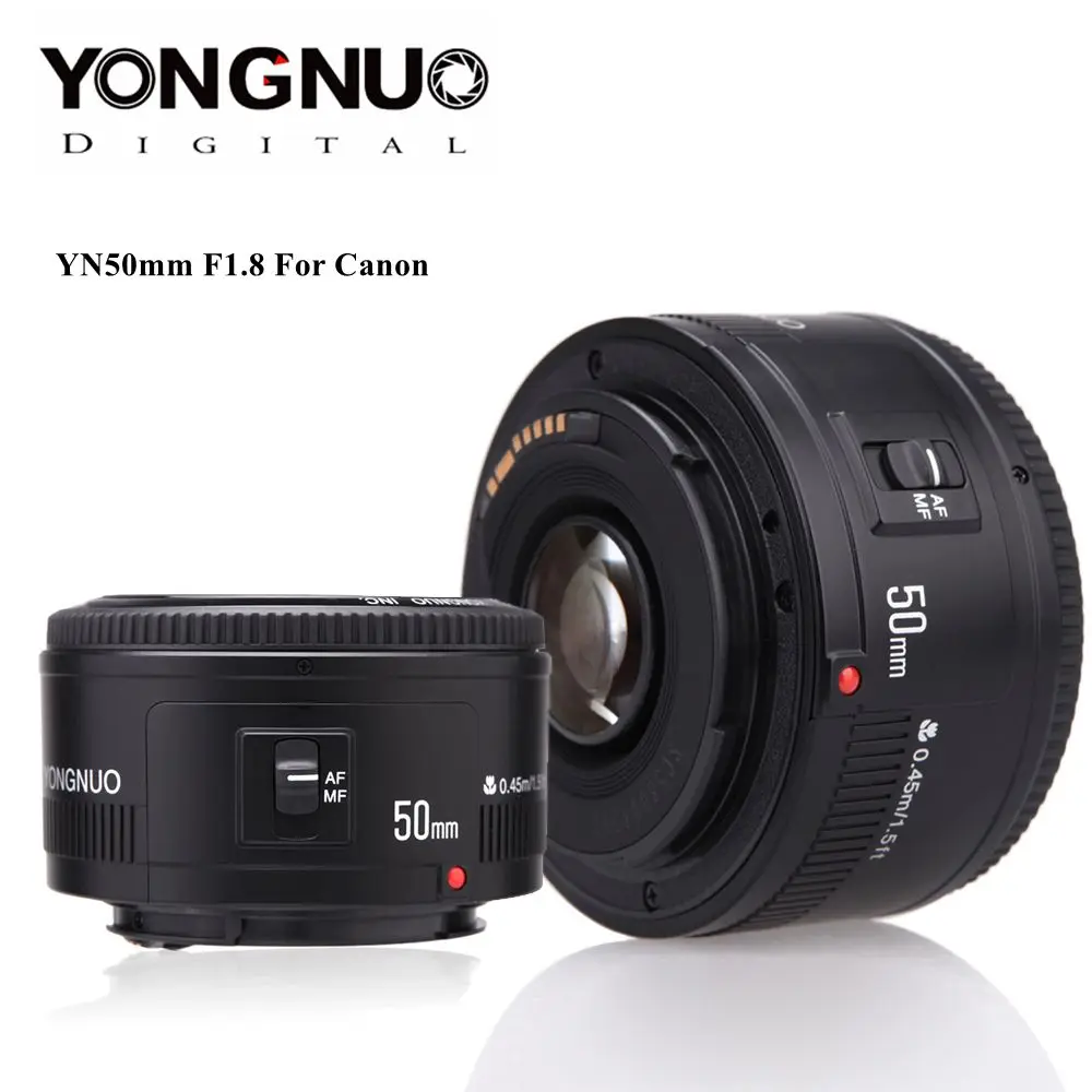 Fomito YONGNUO YN50mm f/1.8 AF Lens Aperture Auto Focus lens Large for Canon EOS 60D 70D 5D2 5D3 600d DSLR Camera | Электроника