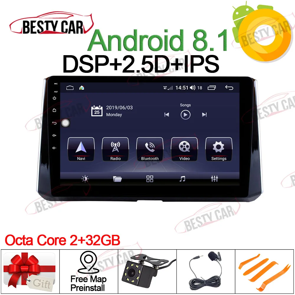 2-32GB-2.5D-IPS-DSP 10," Android автомобильный мультимедийный плеер gps стерео для Toyota RAV4 головное устройство радио DSP 2.5D+ ips Встроенный 4G - Цвет: 2-32GB-2.5D-IPS-DSP