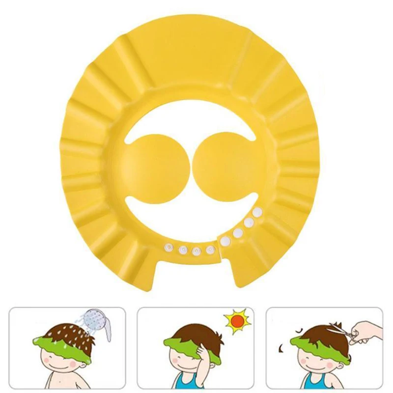 New Creative Funny Children Waterproof Cap Safe Baby Shower Cap Kids Bath Visor Hat Adjustable Baby Shower Cap Protect Eyes Hair