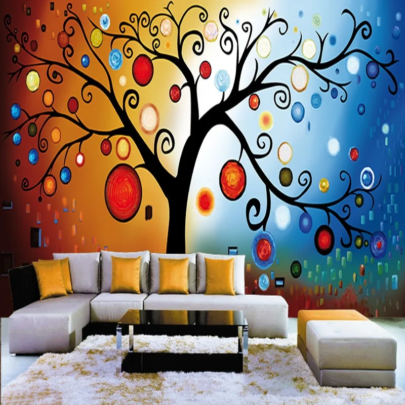 

Custom Size Photo 3D custom wallpaper KTV Hotel Cafe lounge sofa bedroom TV background rich tree wallpaper mural