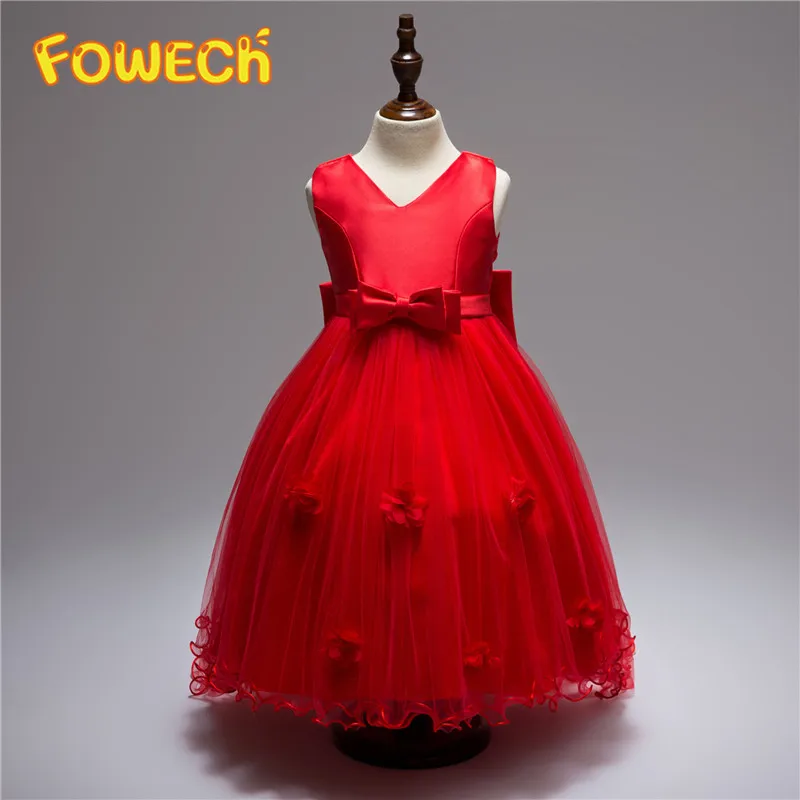 FOWECH для девочек со шлейфом Нарядные платья Цветочный праздничное платье