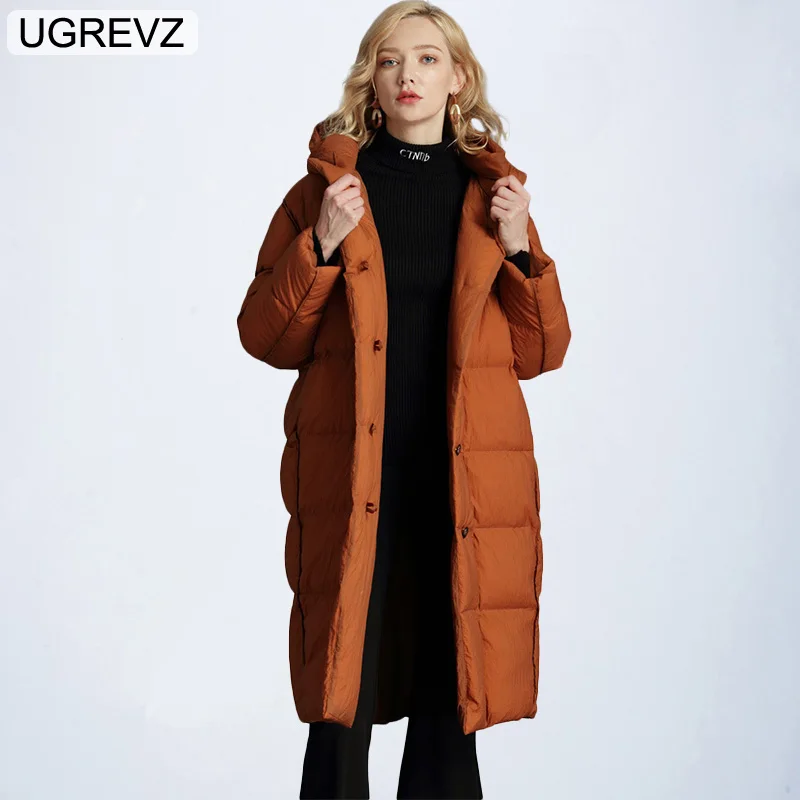 LJYFK-0066Orange Женские Модные пуховик с капюшоном теплый длинное пальто плюс Размеры женские парки с гусиным пухом для Для женщин - Цвет: LJYFK-0066Orange