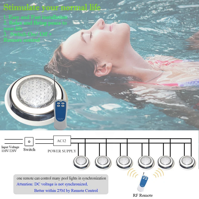Подводные фонари RGB Одежда заплыва бассейн свет 12 В LED IP68 Водонепроницаемый Фонари Бассейн настенный фонтан лампы 18 Вт 35 вт Дистанционное управление