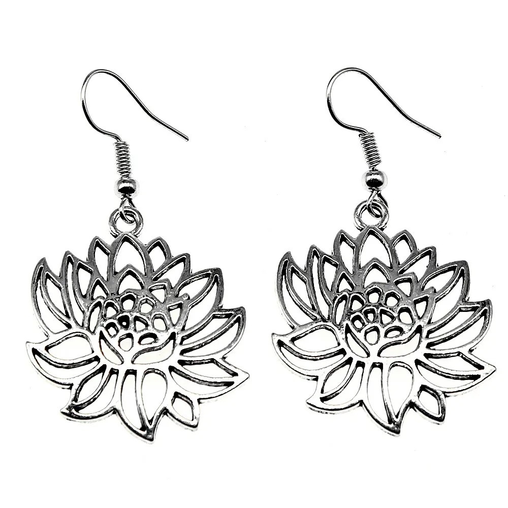 Винтажные Новые Модные Простые 27x31 мм Lotus очаровательные Висячие серьги для