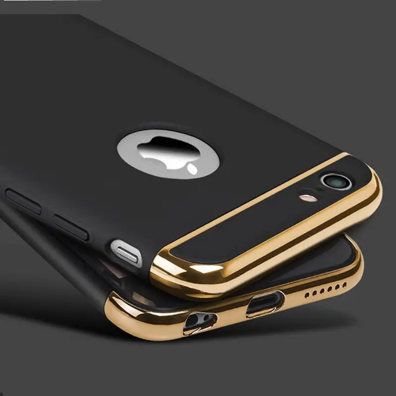 Роскошный Жесткий Чехол для iphone x 8 7 6 6S 5 5S задняя крышка Покрытие Съемный 3 в 1 Fundas