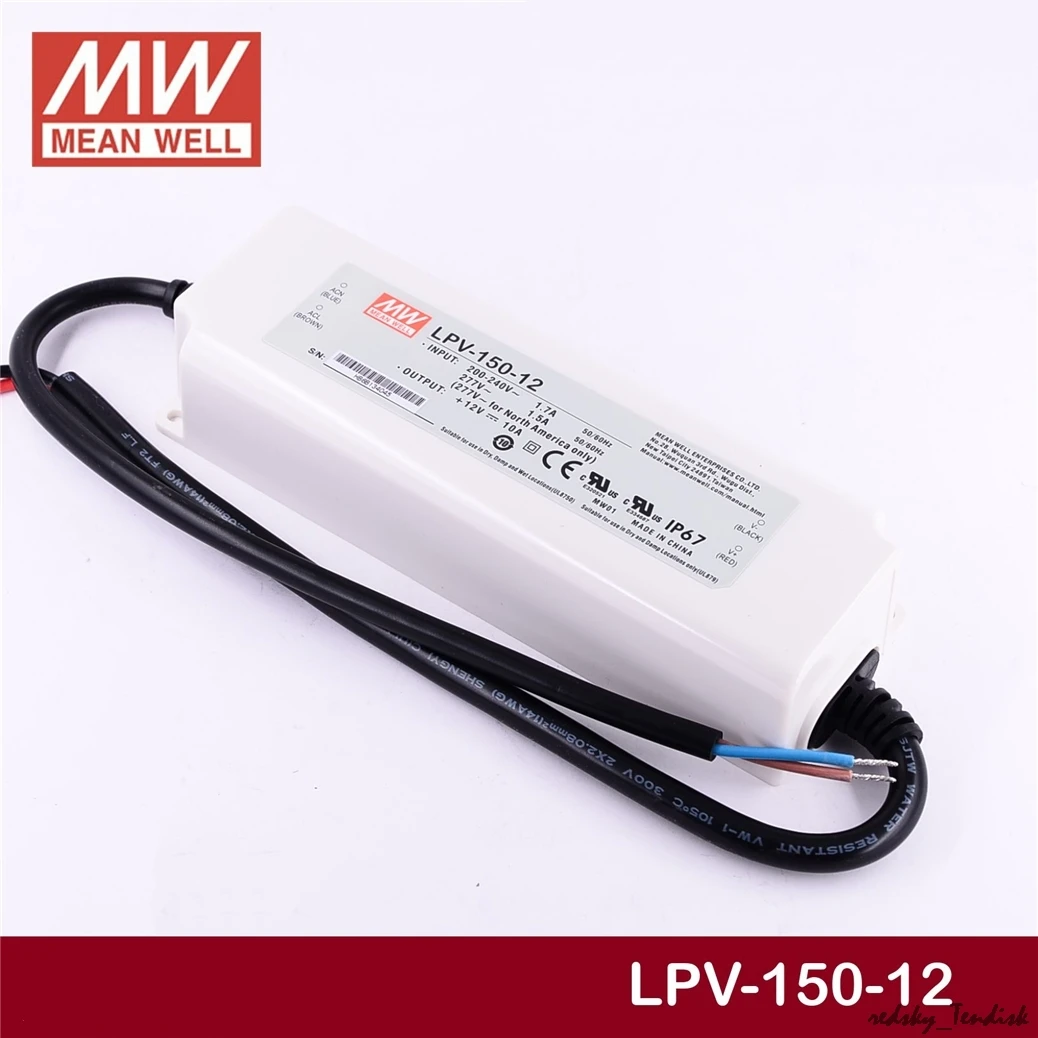 1 шт. в упаковке) Meanwell 150 Вт IP67 водонепроницаемый Питание LPV-150-24V LPVL-150-12V 15V 36V 48V 8A 10A DC Дисплей светодиодный светильник полоса монитор