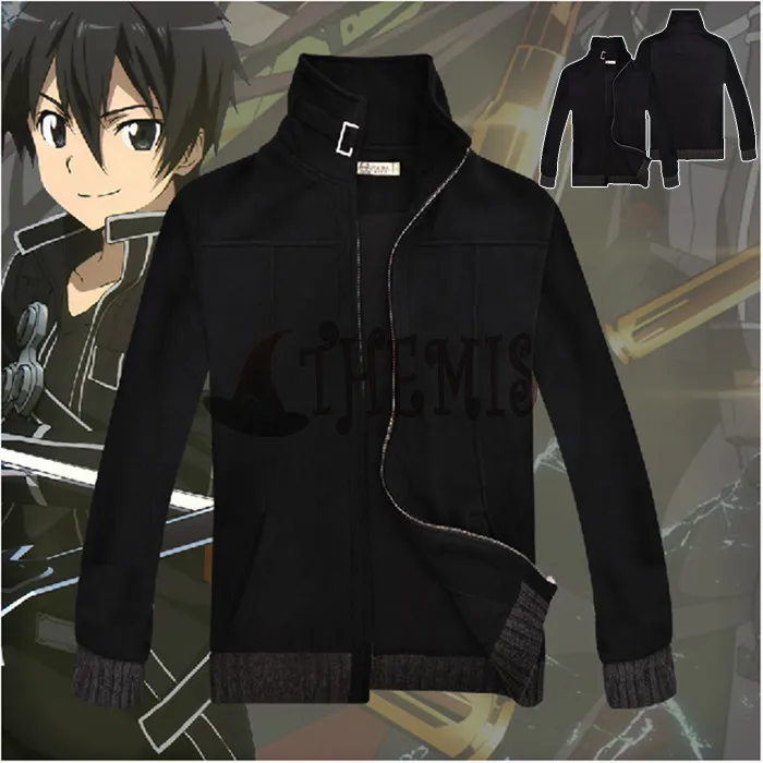 Черная куртка Кирито от Sword Art Online II Косплей Костюм Зимнее пальто |