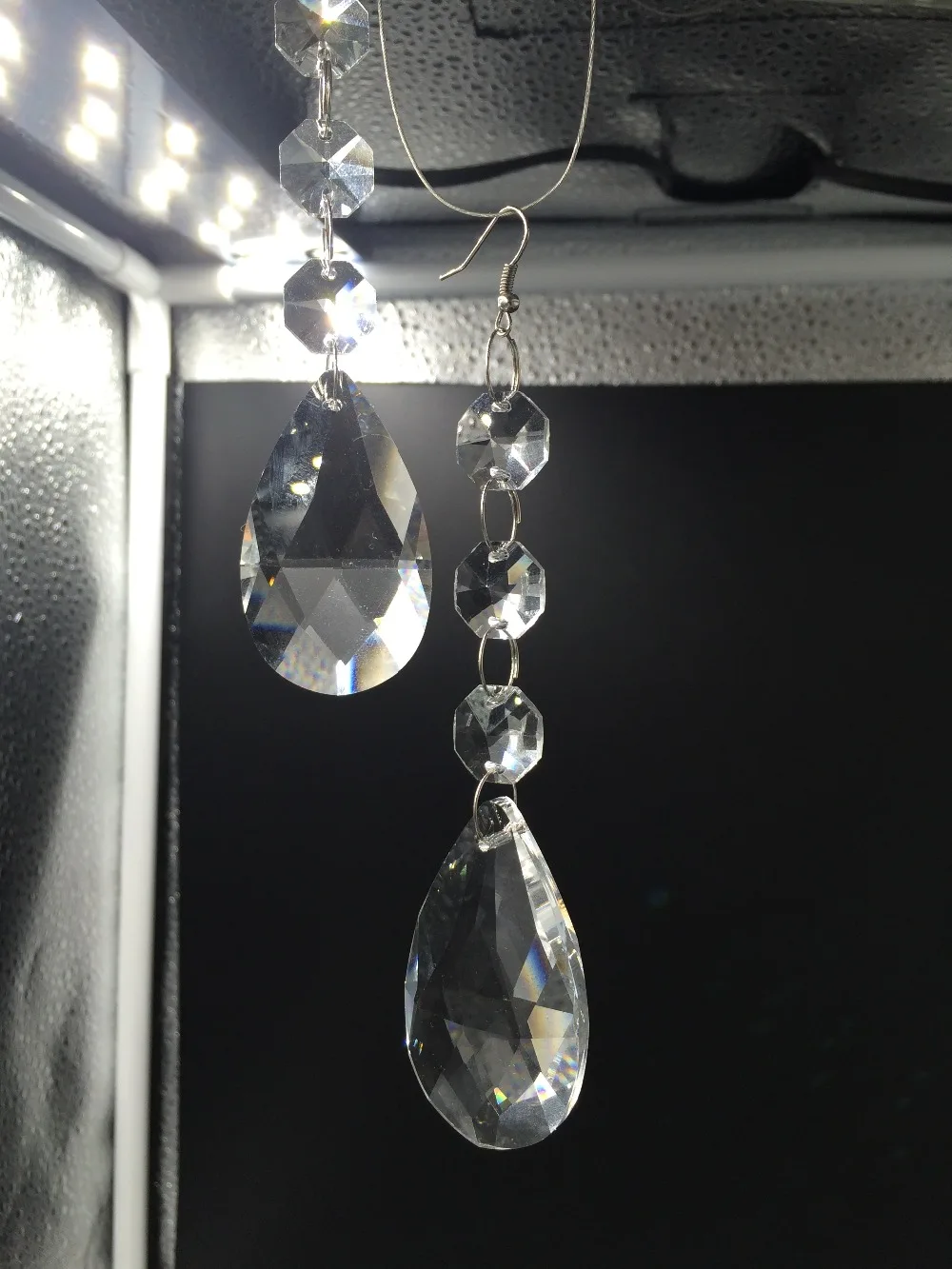 10 шт./лот Хрустальная сетка Призма подвески для люстры стекло освещение Lustre de Cristal лампы части с 3 восьмиугольными бусинами