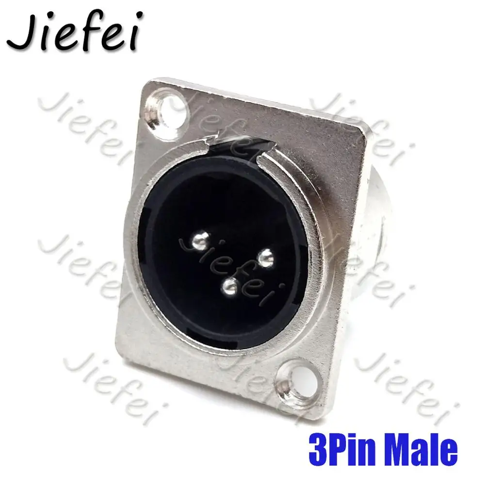 3Pin male 6 шт. 3Pin 4Pin 5Pin XLR разъем Женский или Мужской Разъем панель монтируется тип шасси квадратной формы металлический корпус - Цвет: 3Pin male