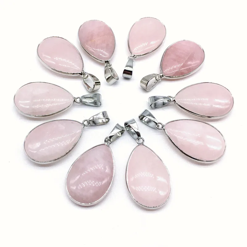 Necklace Pendants 5pcs/set Rose Quartzs Stone Charm For Women Jewelry making Really Color No Dyed | Украшения и аксессуары