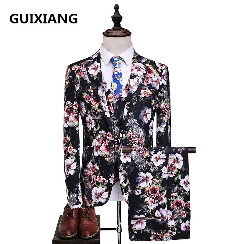 (Пиджак + жилет брюки) 2017 Осенние цветные мужские тонкие повседневные деловые