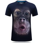 Мужская брендовая одежда с круглым вырезом, футболка с короткими рукавами и изображением животных, футболка с 3D-принтом обезьяныльва, Homme, большой размер, лето 2019