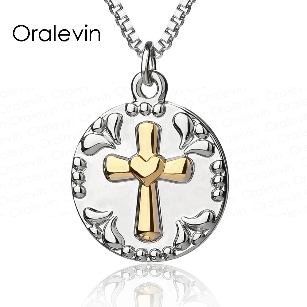 Two Tone He is Love Reversible Cross Pendant Necklace for Girls/Women 18&quot #LN1342 | Украшения и аксессуары