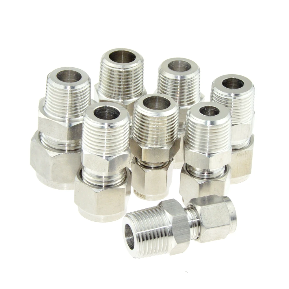 3/8 "PT NPT наружная резьба x 6 мм 8 OD трубка с двойным наконечником компрессионный
