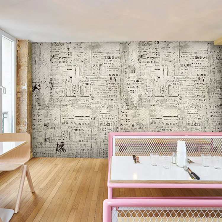 

Custom mural Retro fashion nostalgic English newspaper English letter clothing store Cafe background wallpaper bar KTV wallpaper