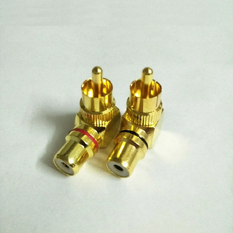 Позолоченный L type RCA 90 градусный Мужской Женский конвертер головка настенная
