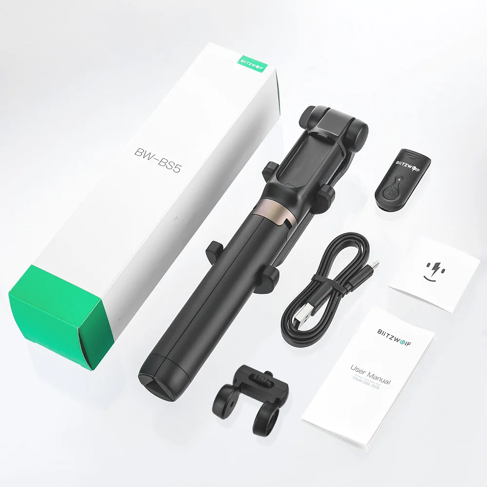 BlitzWolf bluetooth Ручной штатив селфи палка выдвижной монопод для Gopro 5 6 7 1/4 'Спортивная камера для смартфонов huawei