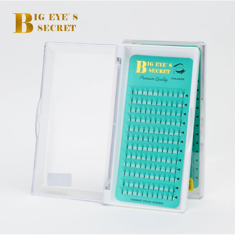 Big eye's secret 4D volume eyelash Short stem premade fans hand-made black Korean silk premium eyelashes extension | Красота и