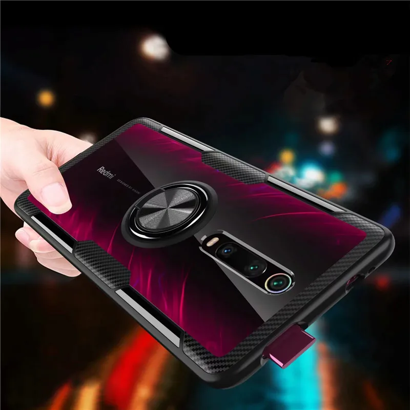 Чехол с кольцом держателем для Xiaomi Mi 9T Pro Redmi K20 стеклянный|Бамперы| |
