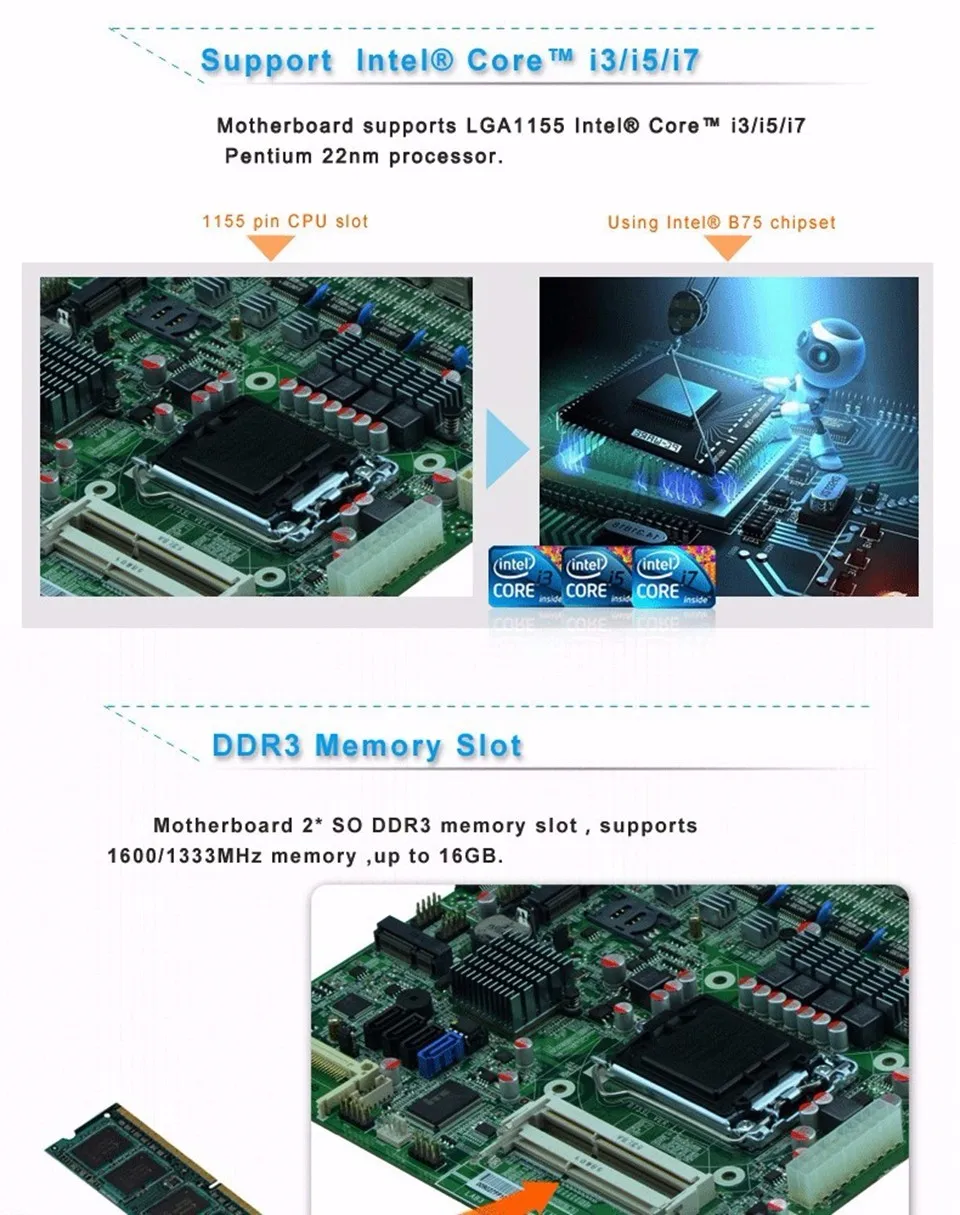 H67SL LGA1155 разъем промышленного брандмауэра Материнские платы с 6 lan для маршрутизатора/брандмауэра