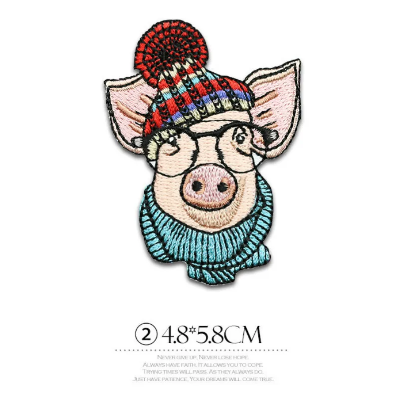 Декоративная аппликация с вышивкой в виде мультяшных животных свиньи Набор