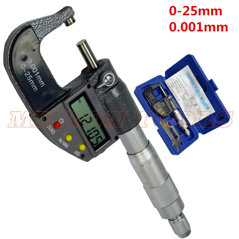 digital micrometer 1 шт. высокое качество 0-25 мм 0,001 мм цифровой микрометр Электронный микрометр головка микрон толщиномер штангенциркуль измерительный инструмент - Цвет: digital micrometer