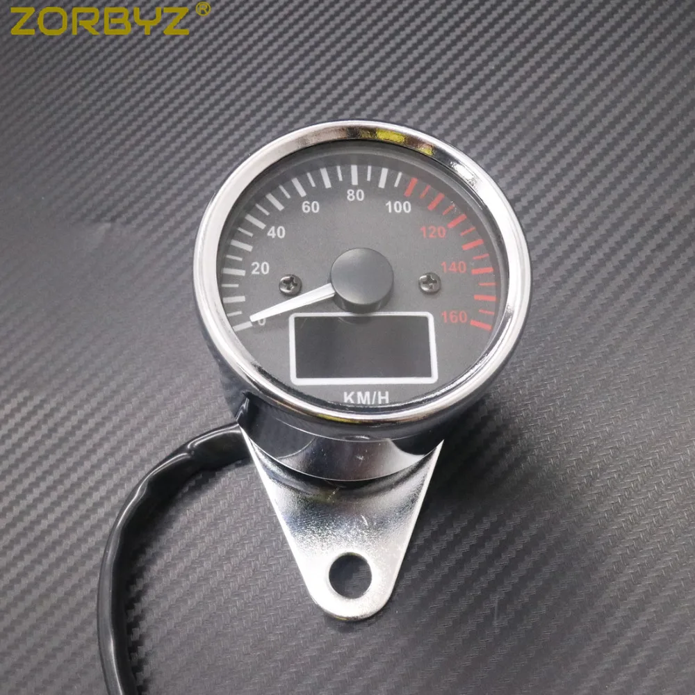 ZORBYZ мотоцикл черный/хром цифровой светодиодный ЖК-дисплей км/ч измеритель