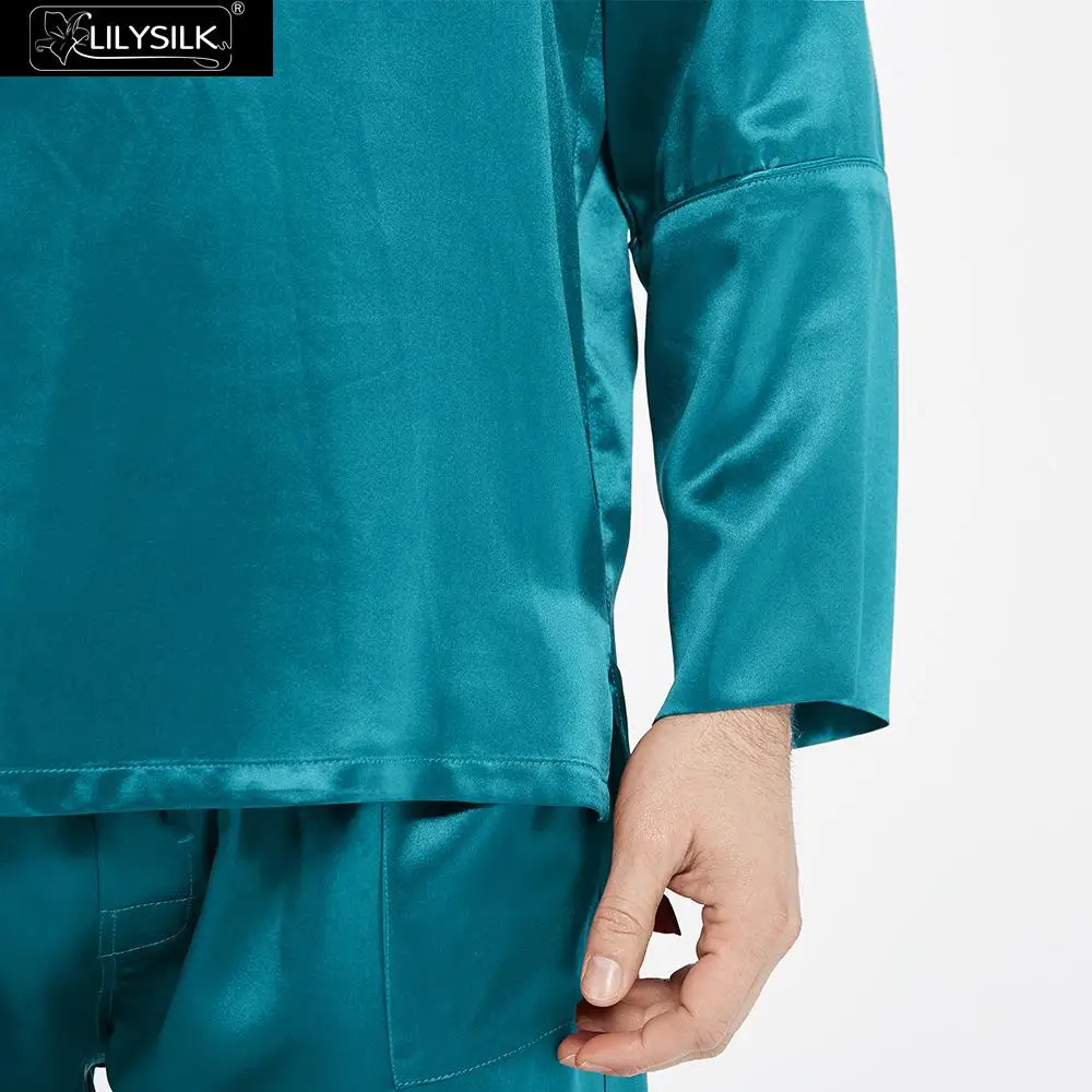 LilySilk пижама мужская белье костюм домашняя одежда для мужчн Пижамный комплект шелк 22 momme китайский Стиль