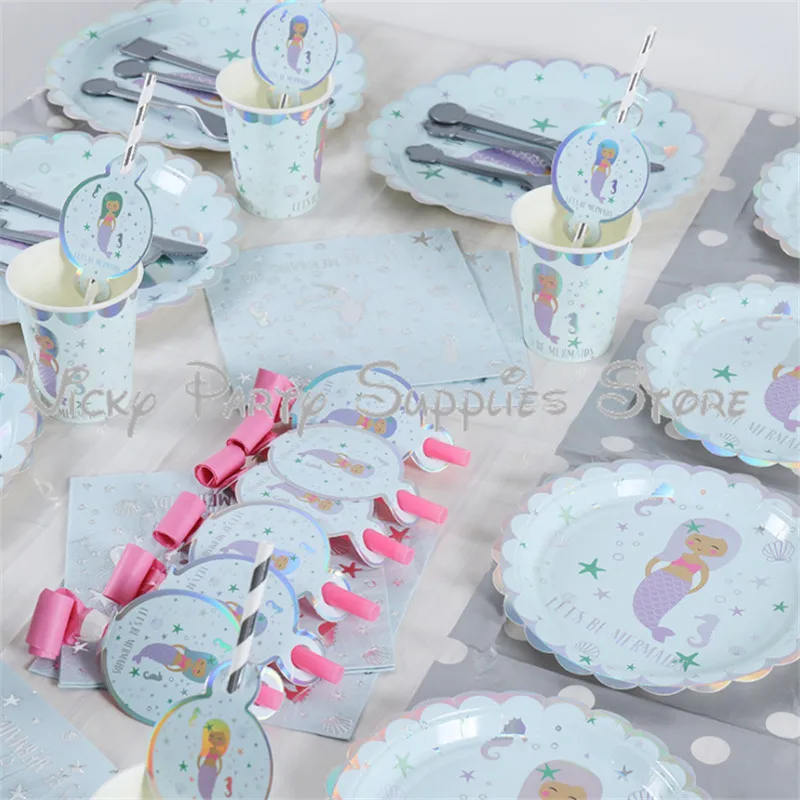 6pcs/lotCartoon Mermaid Hot Stamping Disposable Plastic Knife Birthday Baby Shower Theme Party Tableware Decorations | Дом и сад