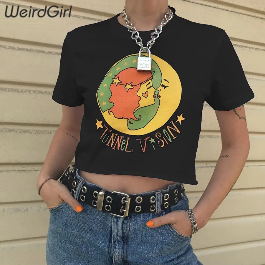 Weirdgirl женские футболки с мультяшным принтом, модные повседневные женские футболки с круглым вырезом и коротким рукавом, свободные топы для девушек, женские топы, летние новые