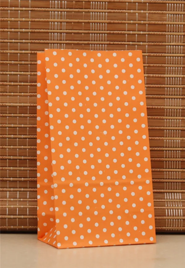 Orange dot 50pcs 50 шт./лот, новинка, яркие бумажные пакеты в горошек, 18x9x6 см, подарочные пакеты без сетки, детские пакеты для еды - Цвет: Orange dot 50pcs