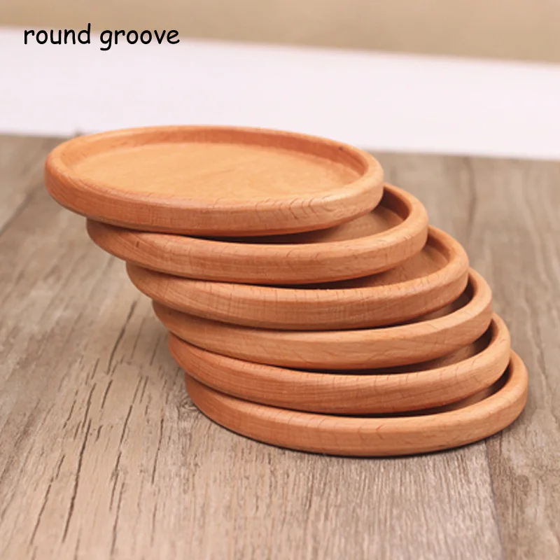 round groove Чайная подставка для кофейной чашки квадратный круглый прочный коврик для напитков подстилки для домашнего стола термостойкие подставки из дерева грецкого ореха 1 шт - Цвет: round groove