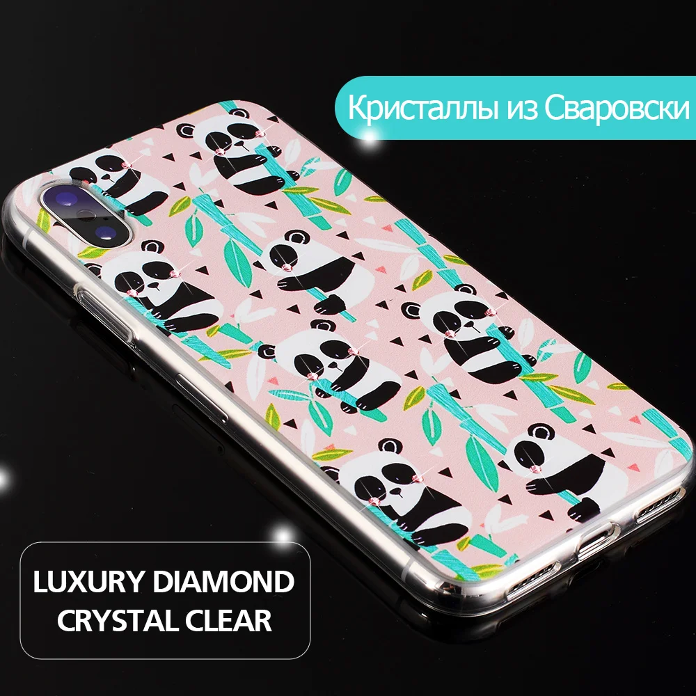 KINGXBAR для iPhone X Силиконовый чехол кристаллами Swarovski Прозрачный х крышка милые