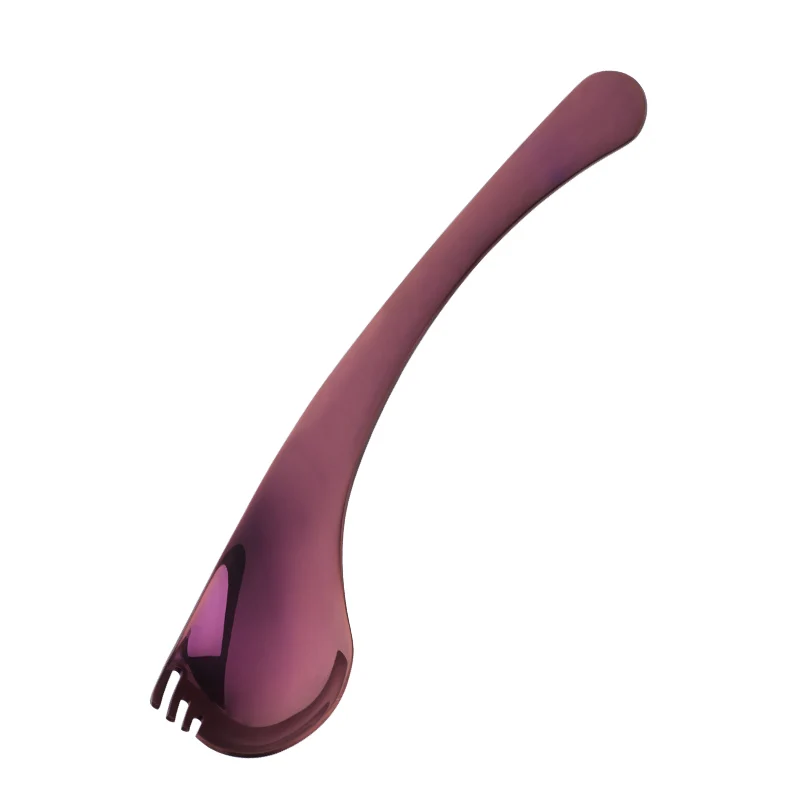 Purple 2pcs 2 шт. салатная ложка из нержавеющей стали Spork 8 цветов креативная изгиб ложка многофункциональная 2в1 Ложка Вилка для фруктовый йогурт столовая посуда - Цвет: Purple 2pcs