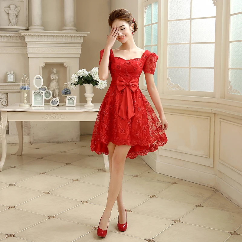 Новейшее платье подружки невесты с коротким рукавом Гламурное кружевное бальное