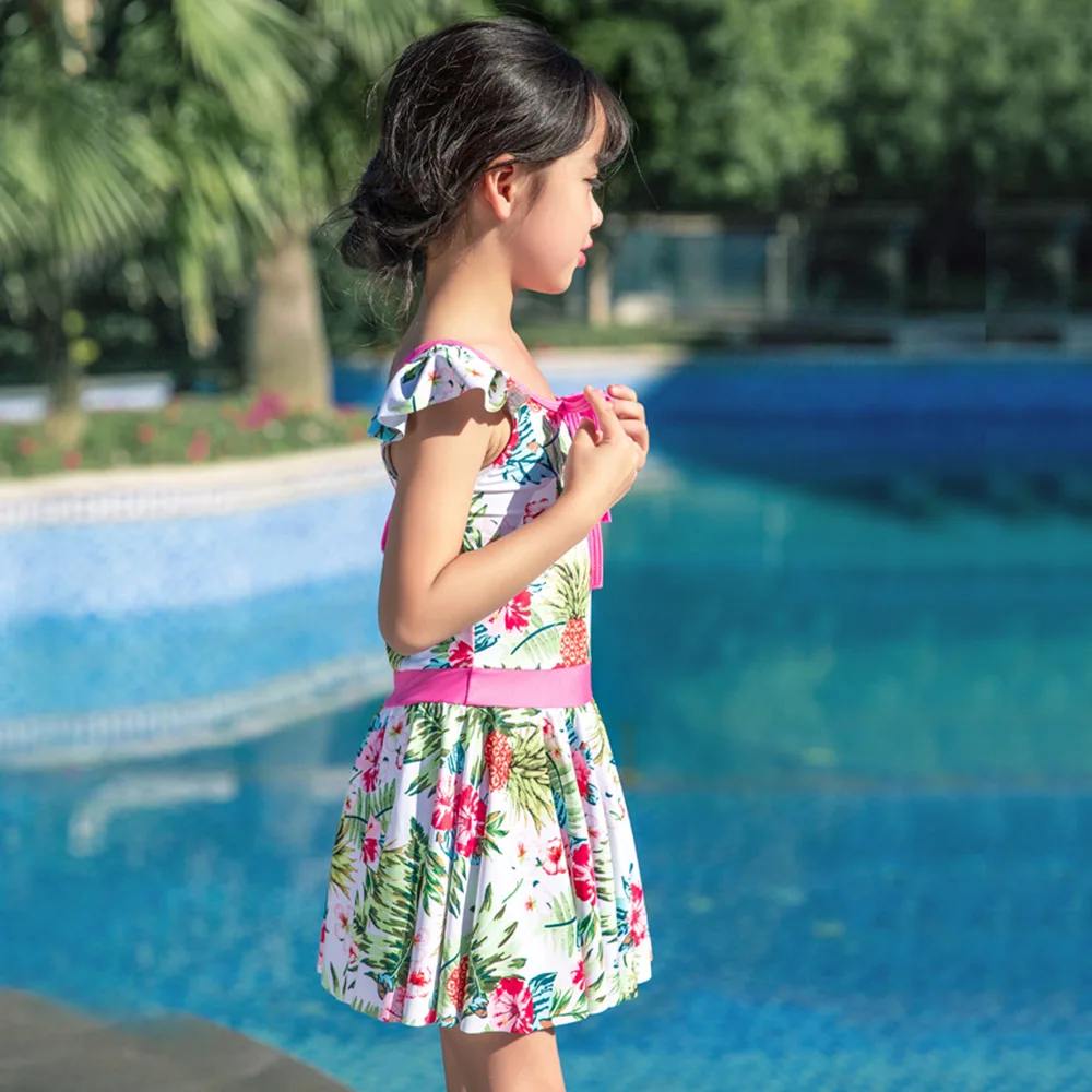 Swimsuit Baby Girls Swimwear Children Bathing Suit Kids Swim Dress One Piece Suits With Caps Beachwear May Bathers Summer Pool | Спорт и