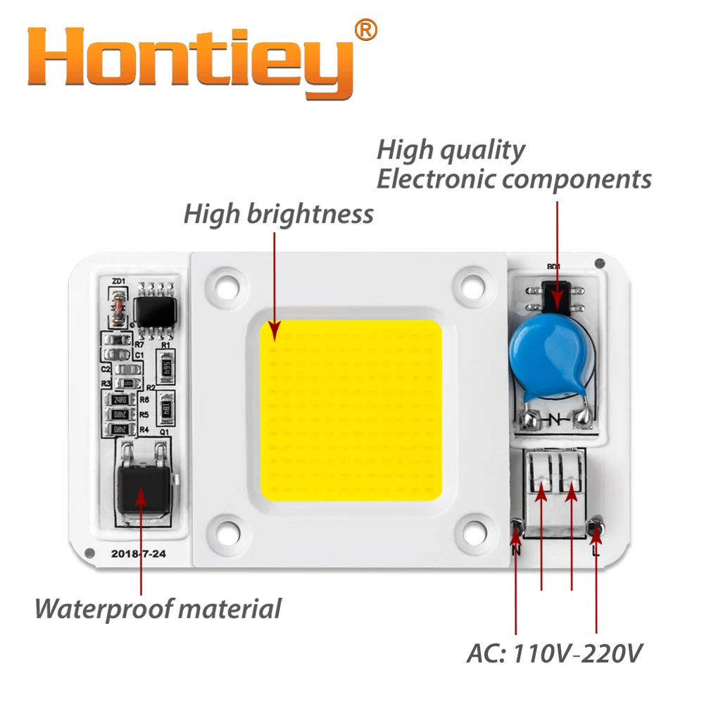 Светодиодная лампа Hontiey 50 Вт COB Smart IC AC 220 В драйвер белый теплый холодный полный
