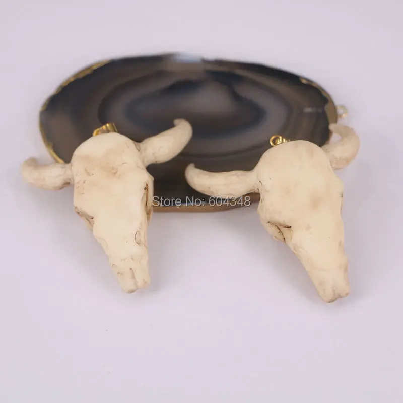 10 шт. подвески из смолы в Форме Головы Быка подвесные бусины форме рога для