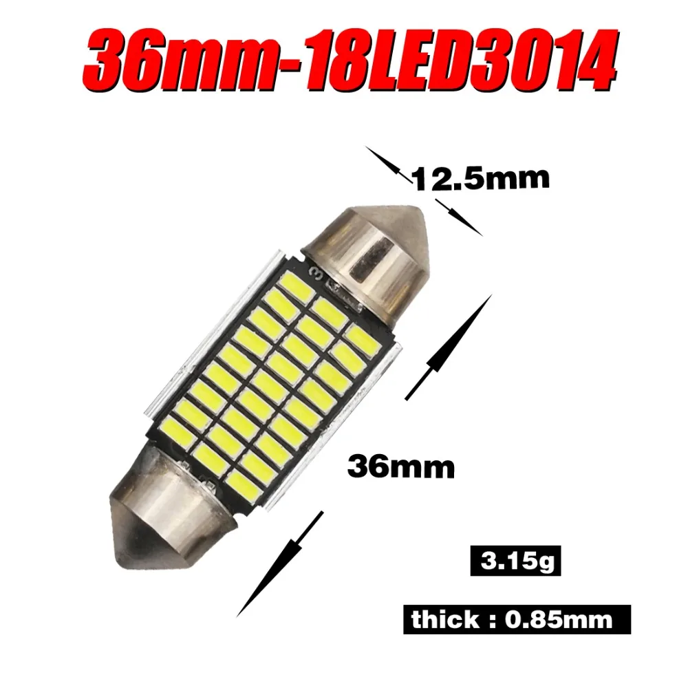 

4 pcs of C5W Festoon Dome Canbus No Error 3014 27SMD 36mm Car Door Reading Lamp License Plate Light