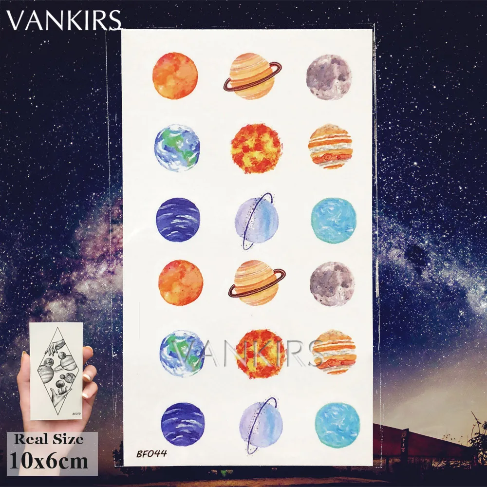 VANKIRS Galaxy на запястье Вселенная планета женские татуировки руку наклейки для