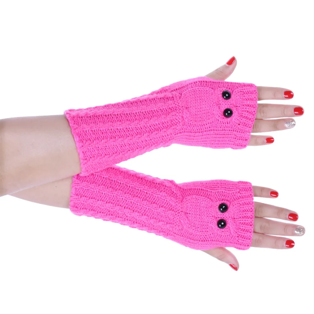 Модные вязаные перчатки без пальцев с совой Guantes мягкие теплые Luvas femininas para o inverno |