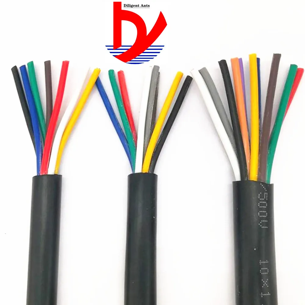 24 AWG 0.2MM2 RVV 2/3/4/5/6/7/8/10/12/14/16/18 ядер шпильки Медный провод электрический кабель RVV черного цвета