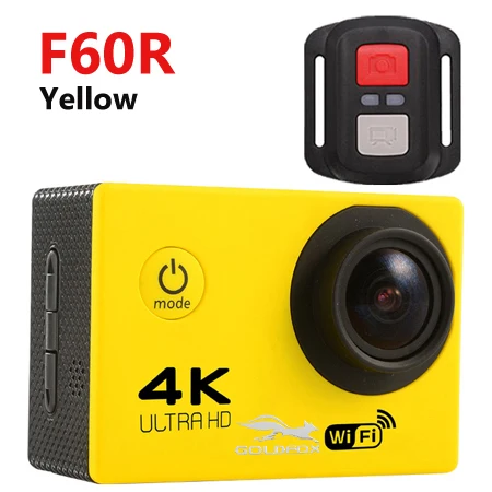F60R Yellow Goldfox наружная экшн-камера видео Ultra HD 4K 30fps 170D Wifi видеокамера 30M Go Водонепроницаемая профессиональная велосипедная мини-камера на шлем - Цвет: F60R Yellow